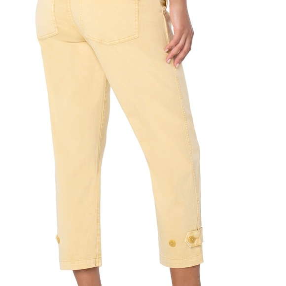 LIVERPOOL UTILITY CROP CARGO WITH CINCHED LEG Size 1414 / MUSTARD GOLD - Picture 3 of 4